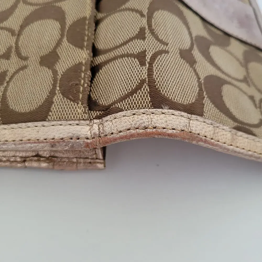 Coach Wallet Envelope Beige Rose Pink Gold Large Signature Canvas Leather‎ Logo